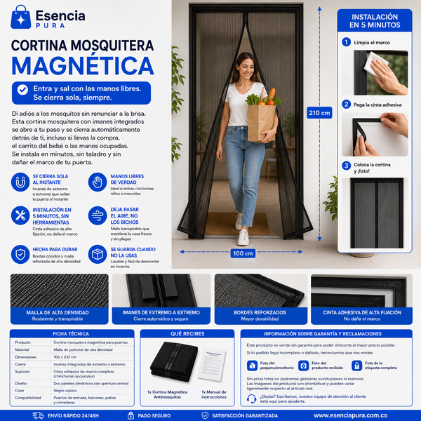 Cortina Magnética Antimosquitos PRO | Cierre Automático — Puertas y Balcones
