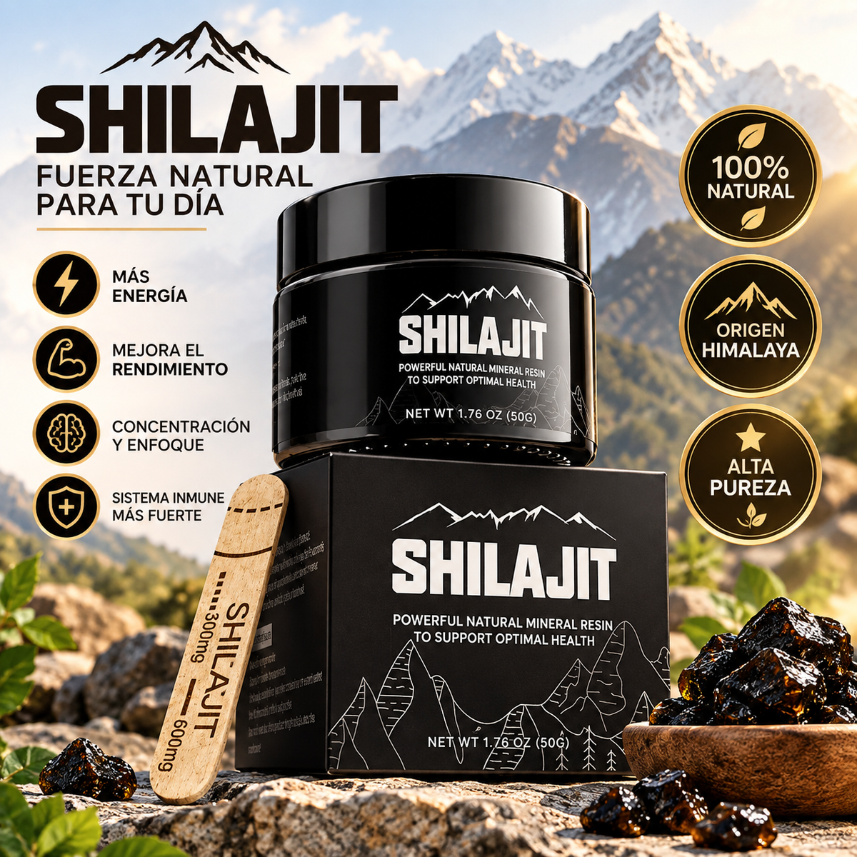 Sup Resina orgánica pura del Himalaya SHILAJIT 100g
