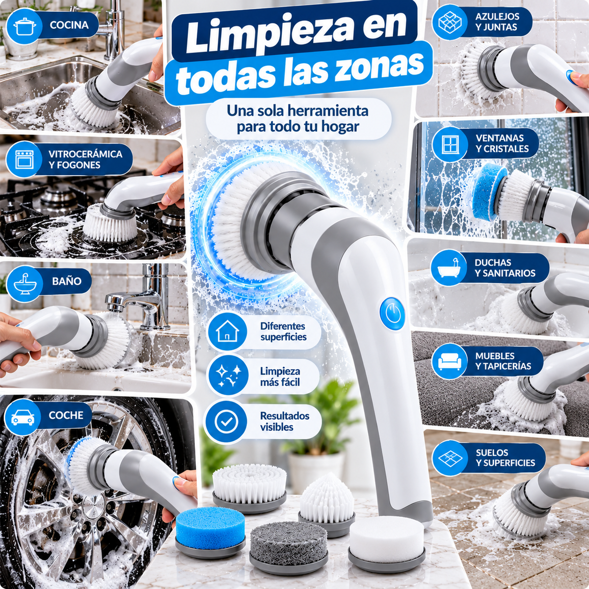 SpinClean™  Cepillo Eléctrico que frota por ti
